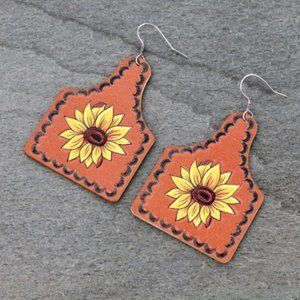 real leather earrings new catus never worn as is